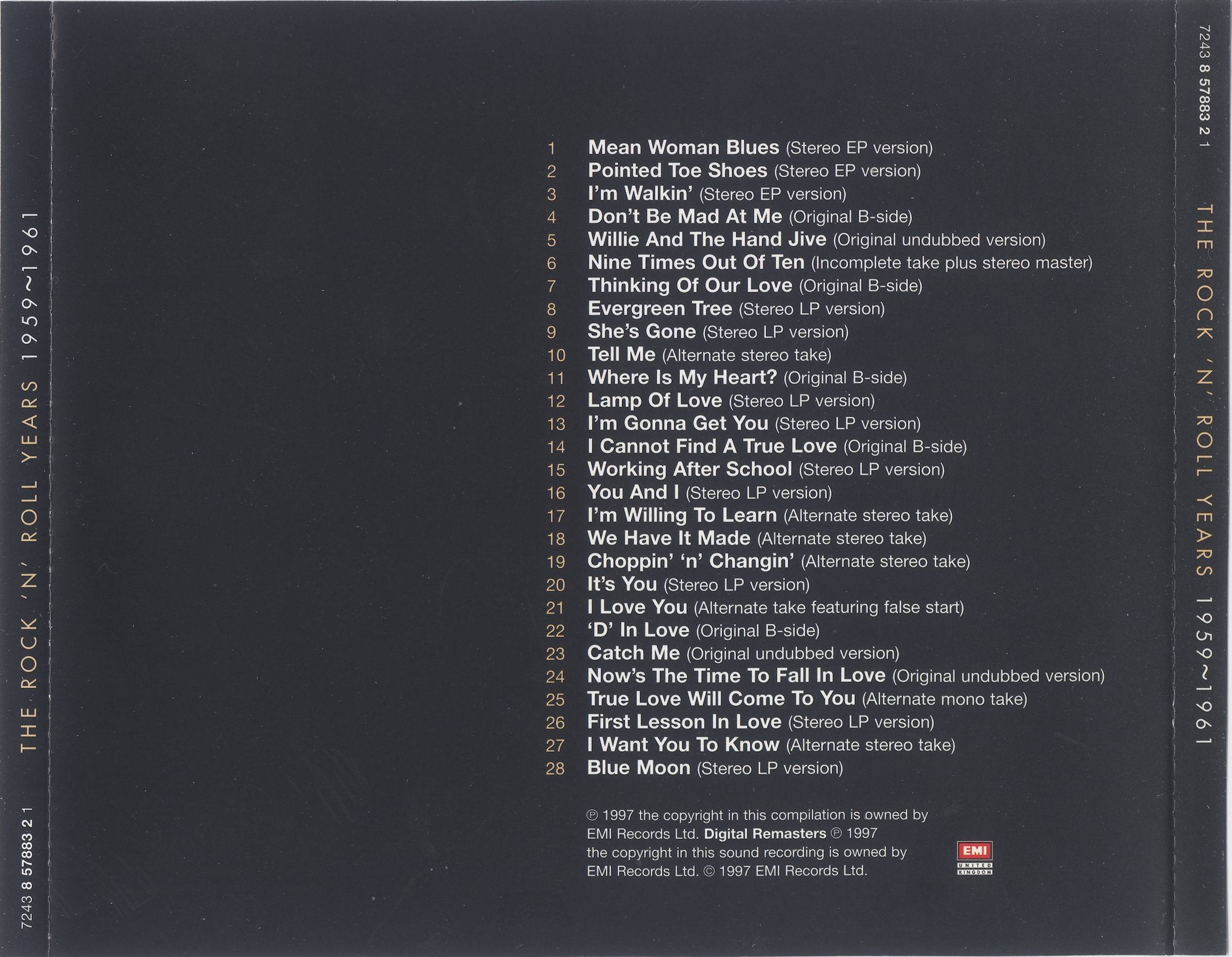 Cliff Richard The Rock N Roll Years 1958 1963 : Back3